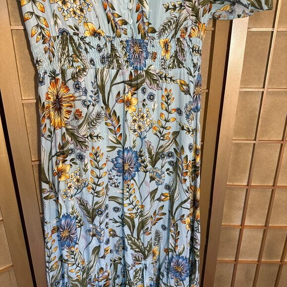 Abel The Label Maya Floral Smocked Midi Maxi Hi Lo Dress - Medium NWT - Picture 4 of 10